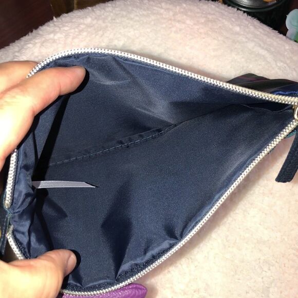 Liz Claiborne Navy Fuchsia Purple Plaid Monogram Travel Bag Set of 3 - Picture 4 of 12